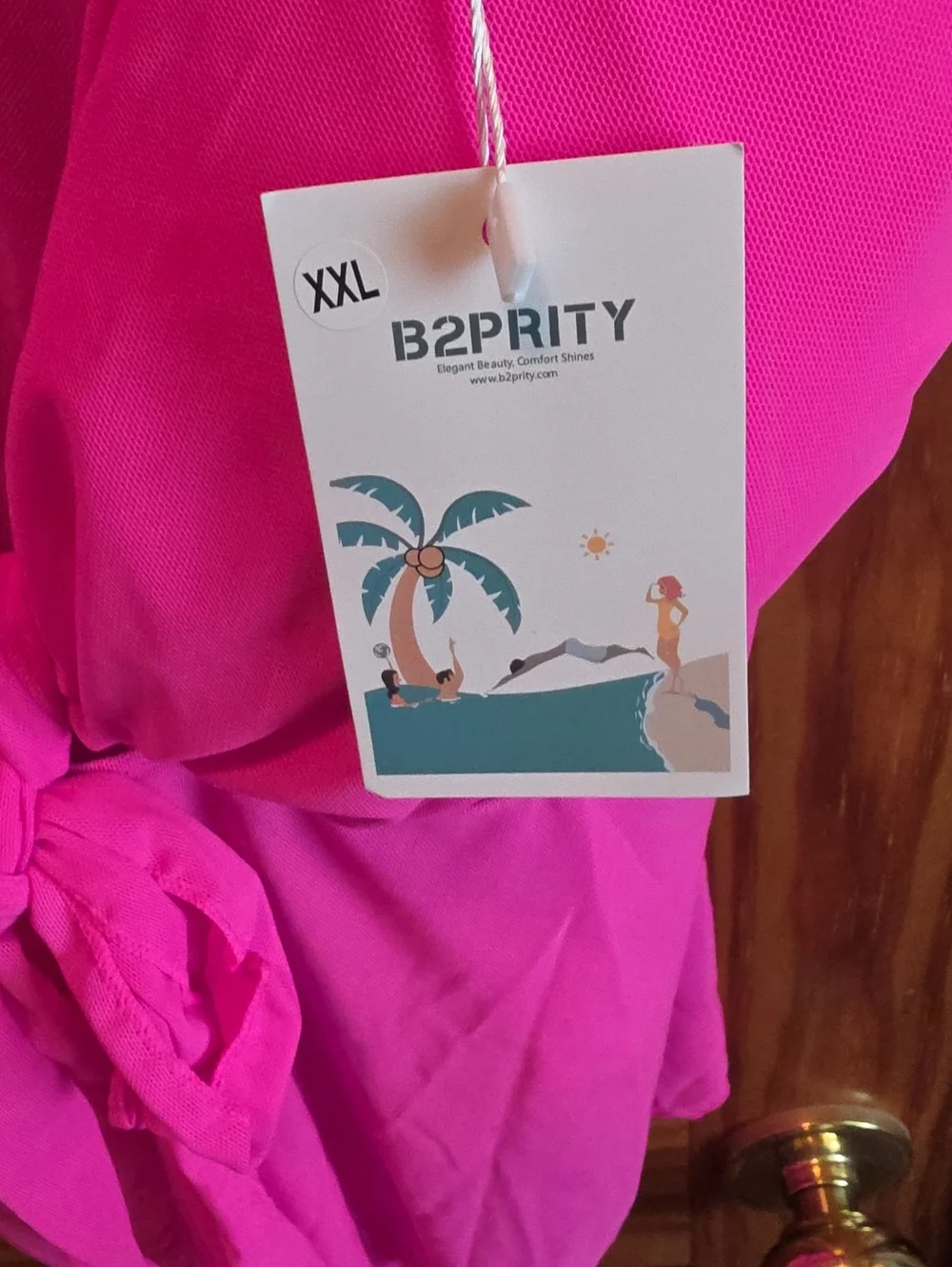 B2prity Bright Pink Tie-Front Tankini Set